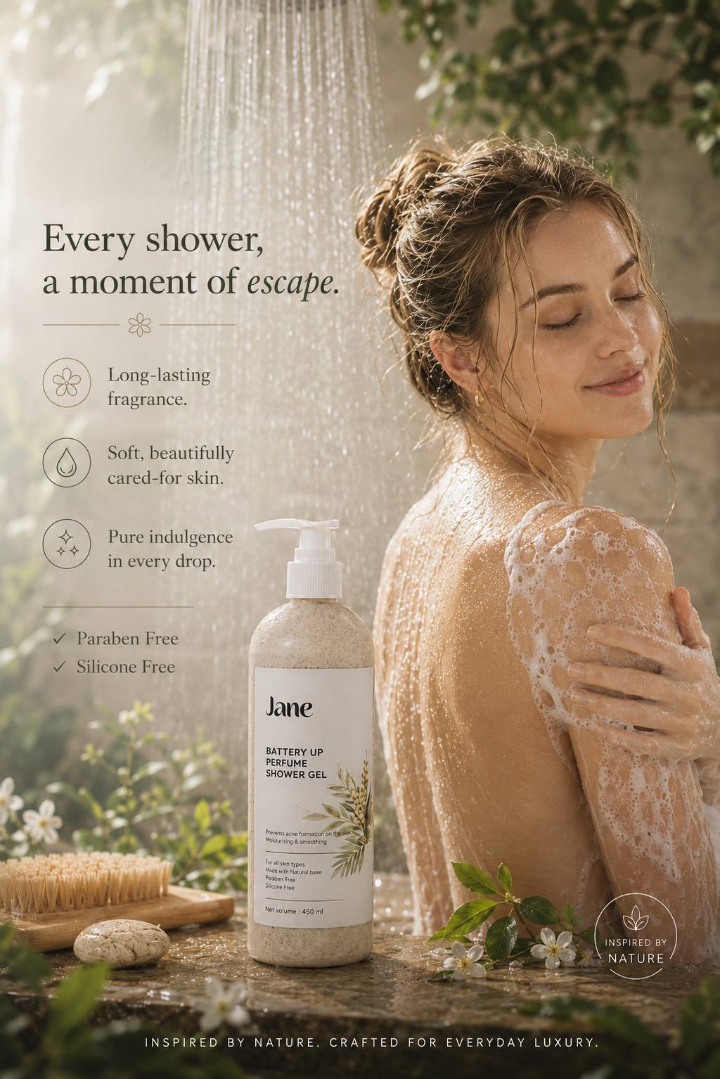 Jane Battery Up Perfume Shower Gel, every shower a moment of escape